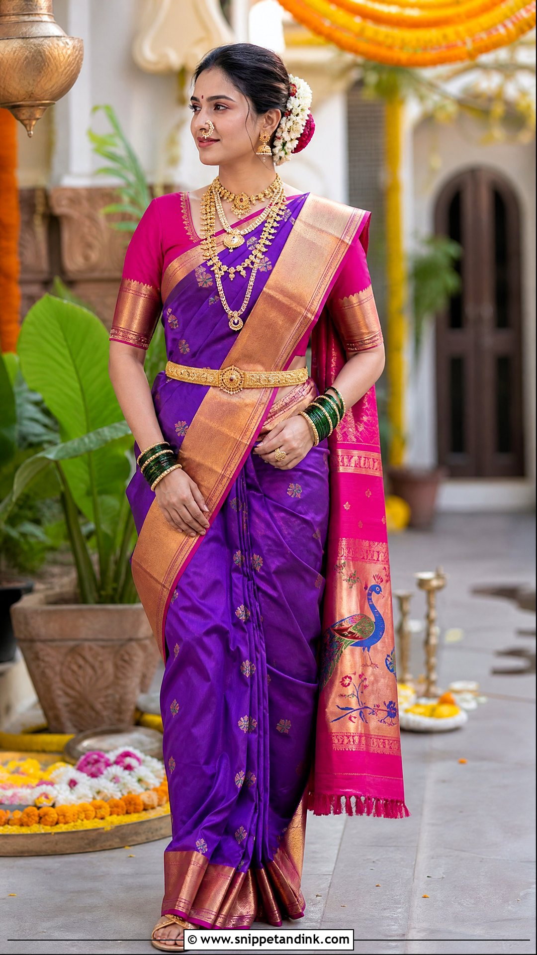 Maharashtrian Paithani Bridal Saree - Snippet and Ink - 20 Royal Indian Bride Outfit Ideas