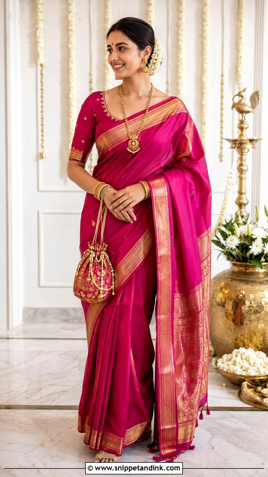 Maharashtrian Silk Saree With Gajra Look - Snippet and Ink - 25 Maharashtrian Wedding Look Ideas