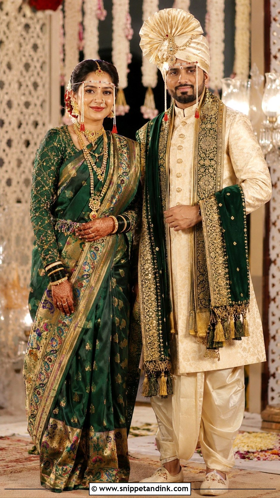 Maharashtrian Winter Wedding Couple Outfit - Snippet and Ink - 25 Maharashtrian Wedding Couple Outfits