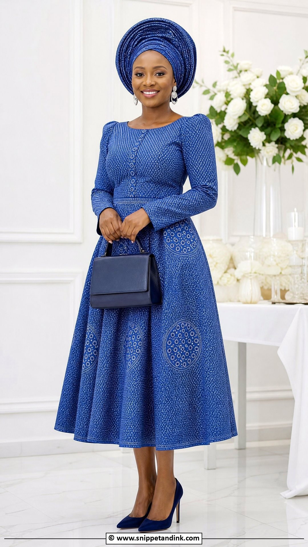 Makoti Blue Shweshwe Dress - Snippet and Ink - 35 Makoti Attire Ideas