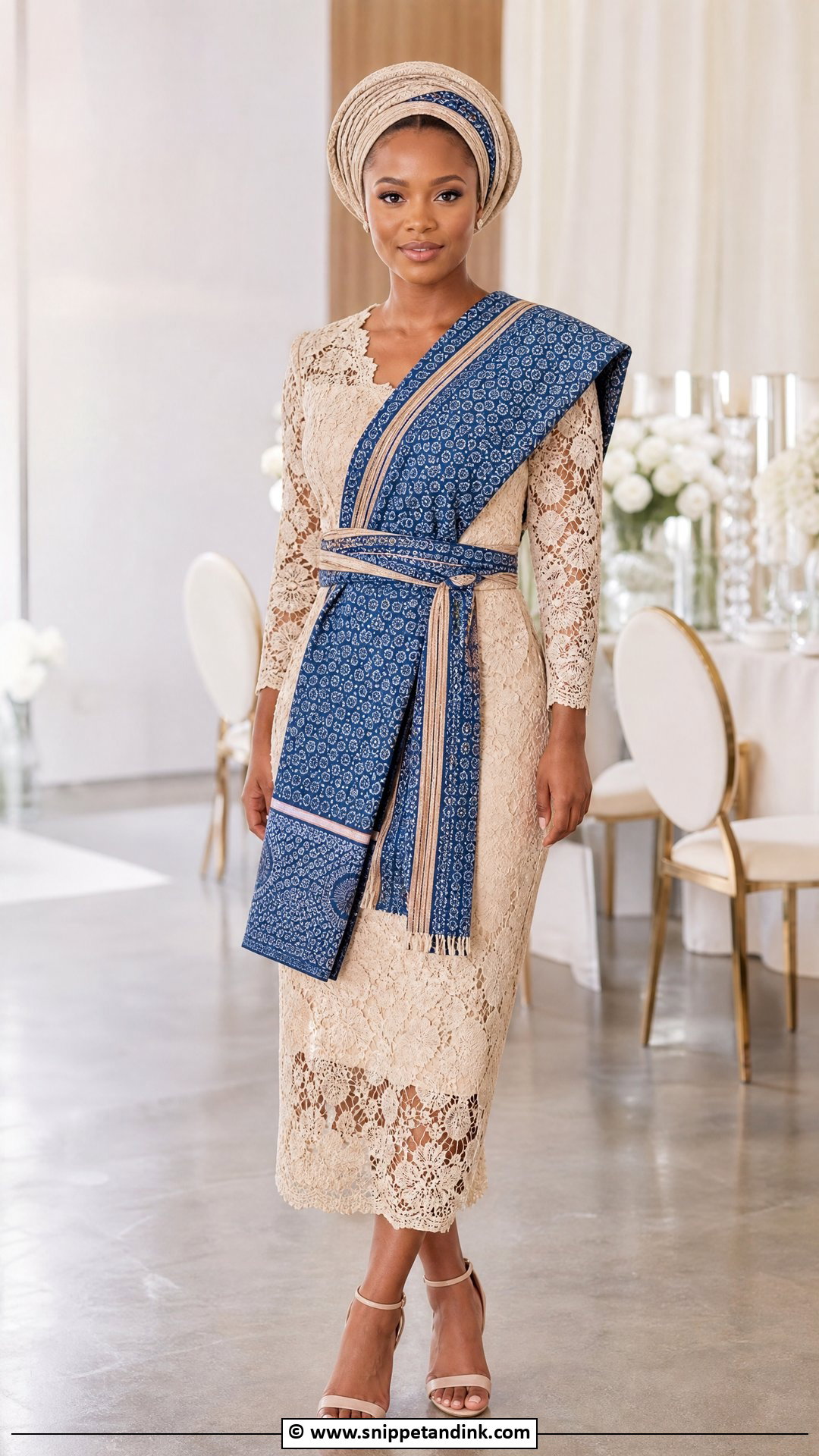 Makoti Lace Dress With Traditional Wrap - Snippet and Ink - 35 Makoti Attire Ideas