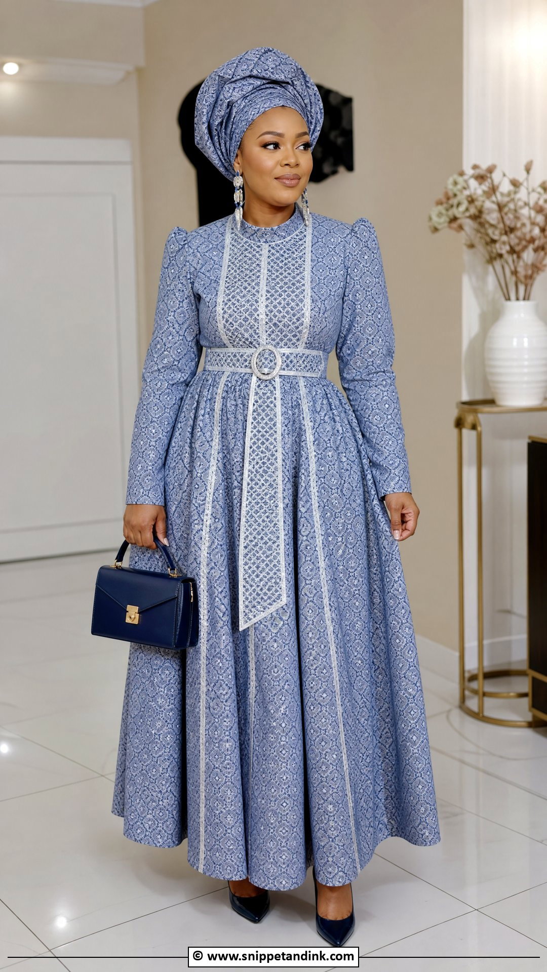 Makoti Long Sleeve Dress With Doek - Snippet and Ink - 35 Makoti Attire Ideas