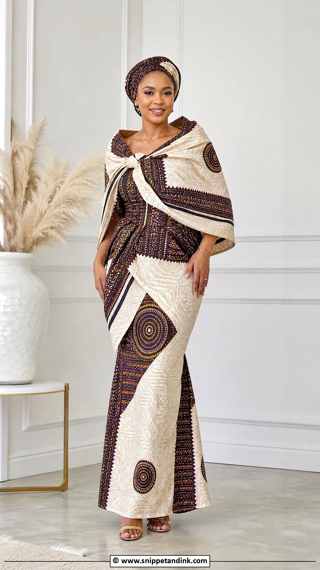 Makoti Maxi Dress With Shoulder Wrap - Snippet and Ink - 35 Makoti Attire Ideas