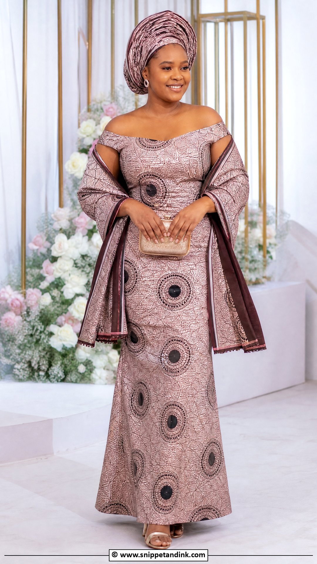 Makoti Off Shoulder Dress With Shawl - Snippet and Ink - 35 Makoti Attire Ideas
