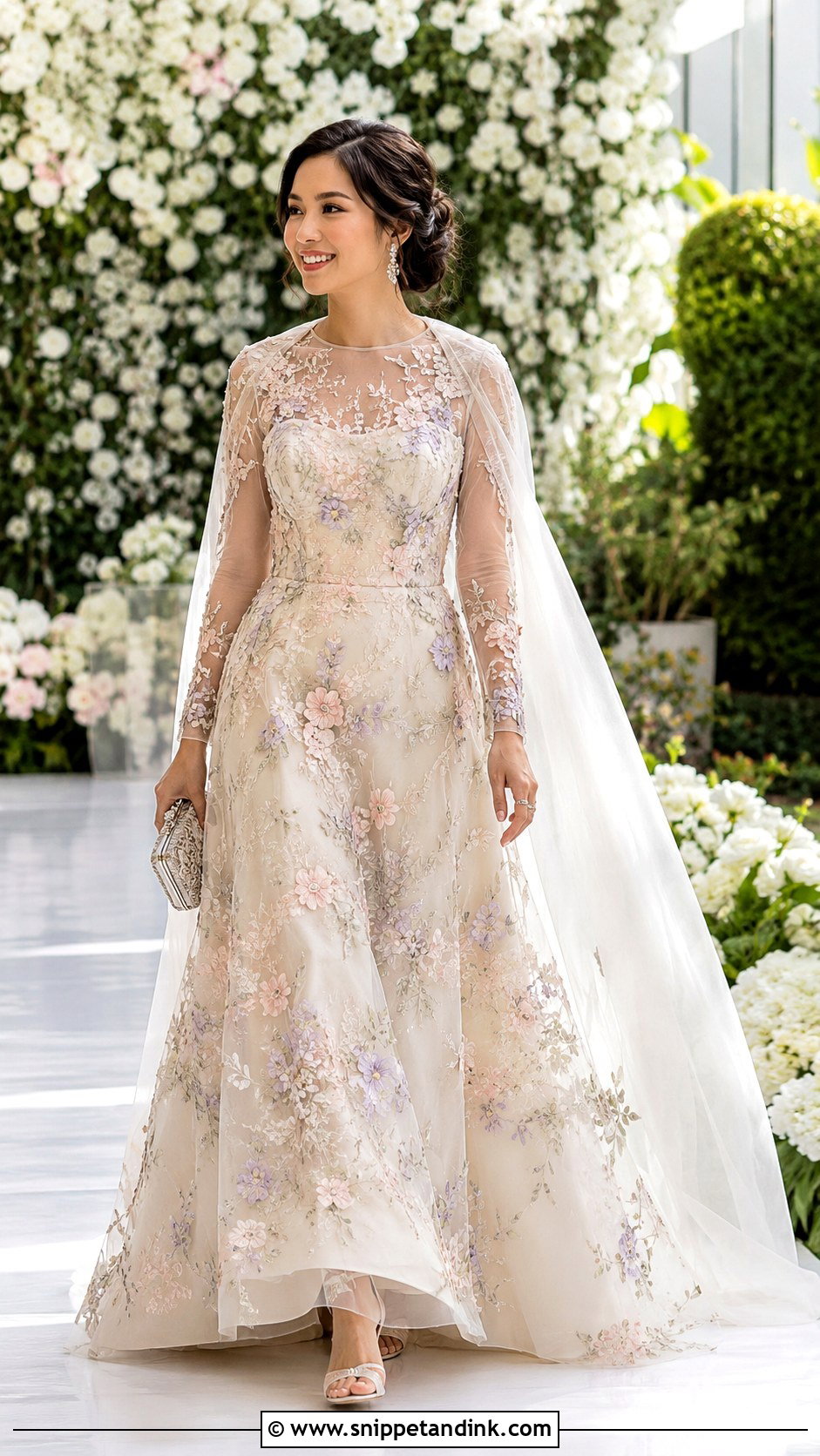 Malaysian Bride Floral Reception Gown - Snippet and Ink - 20 Malaysian Bride Ideas