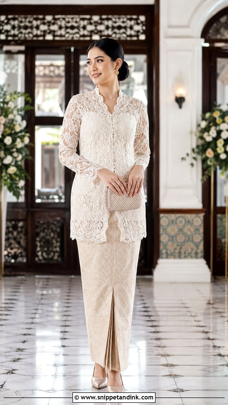 Malaysian Bride Ivory Lace Kebaya - Snippet and Ink - 20 Malaysian Bride Ideas