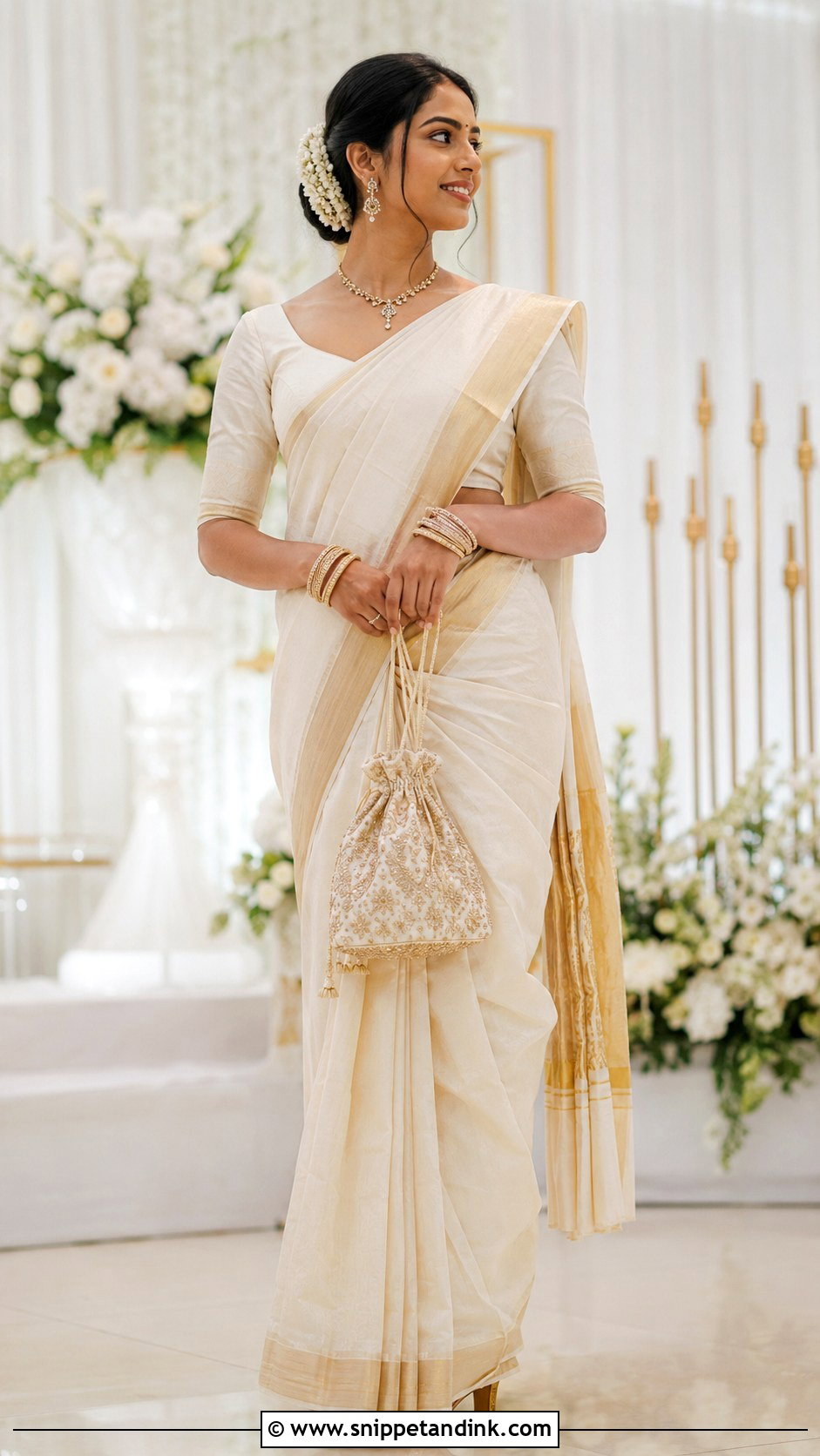 Malaysian Bride Ivory Saree - Snippet and Ink - 20 Malaysian Bride Ideas