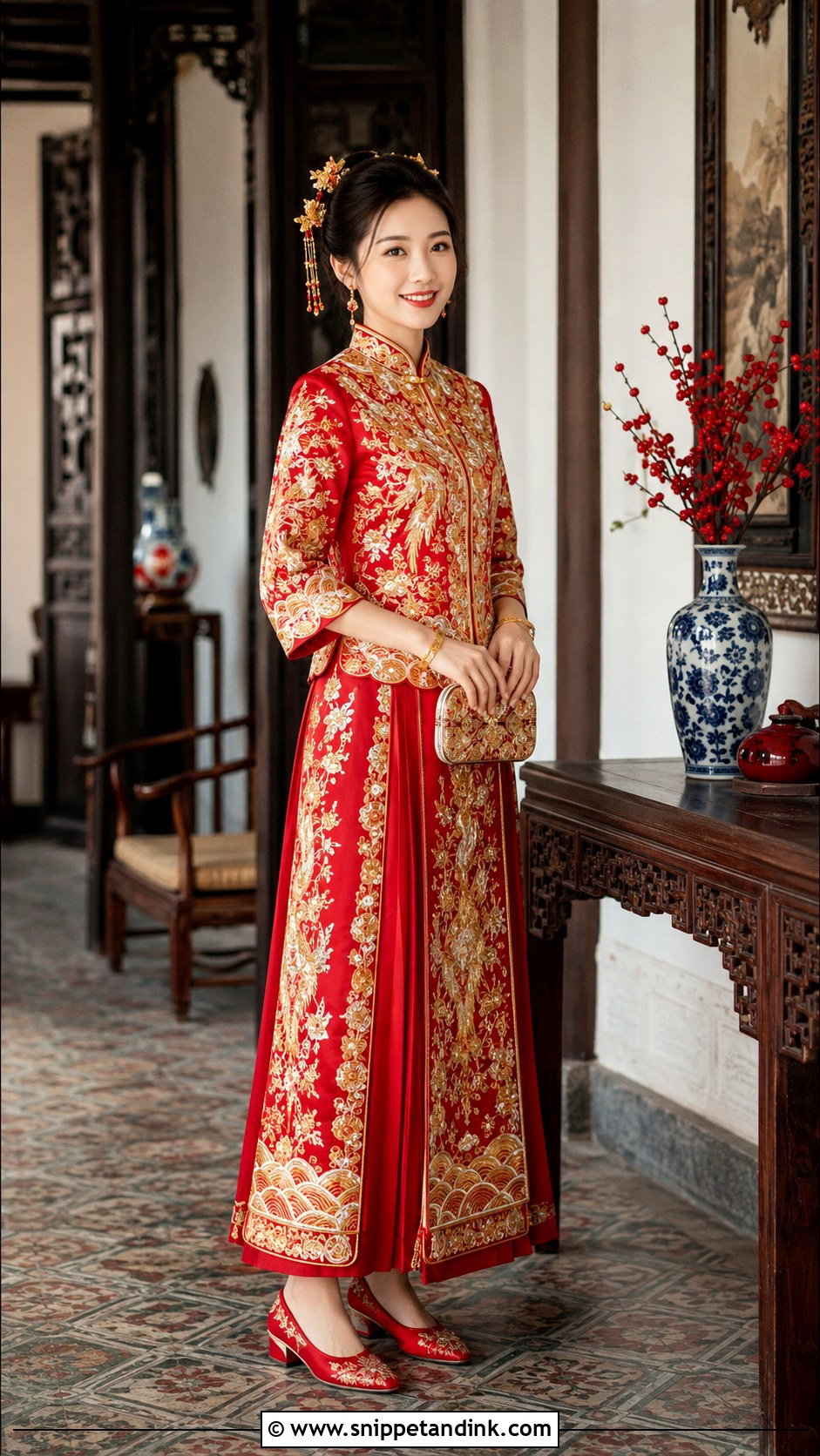 Malaysian Bride Red Qun Kwa - Snippet and Ink - 20 Malaysian Bride Ideas