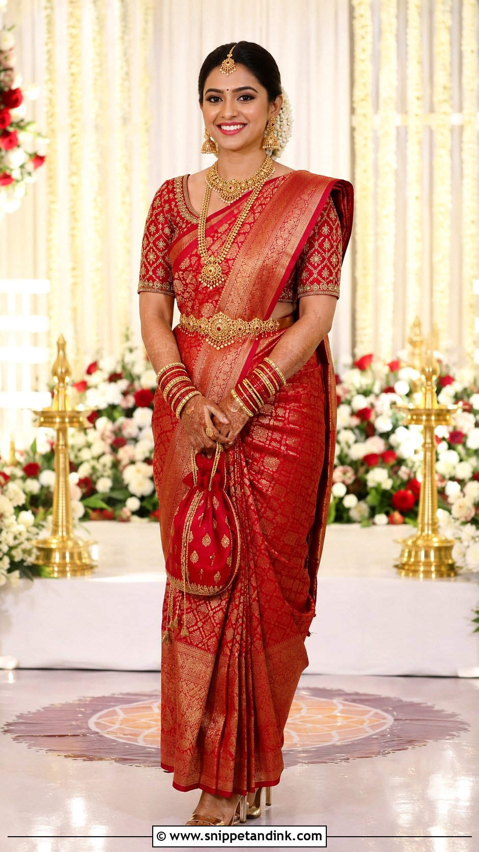 Malaysian Bride Red Silk Saree - Snippet and Ink - 20 Malaysian Bride Ideas