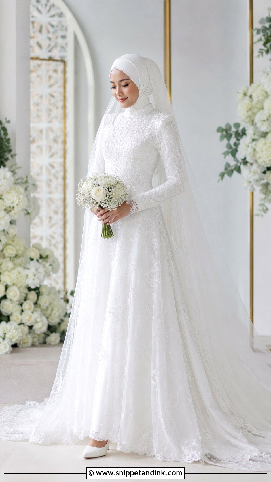 Malaysian Bride White Muslimah Gown - Snippet and Ink - 20 Malaysian Bride Ideas
