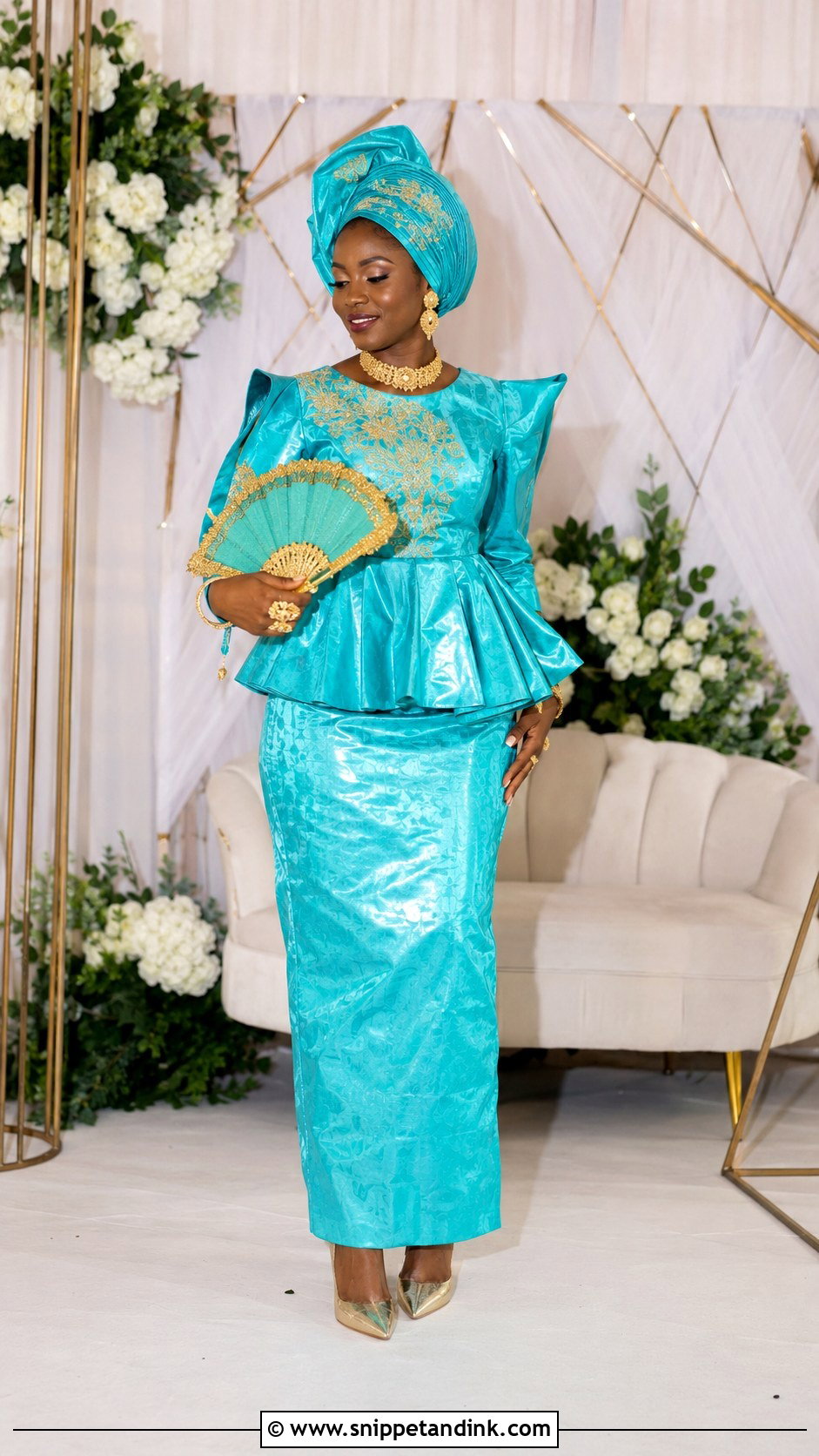 Malian Bazin Riche Wedding Outfit - Snippet and Ink - 20 Traditional African Wedding Outfits