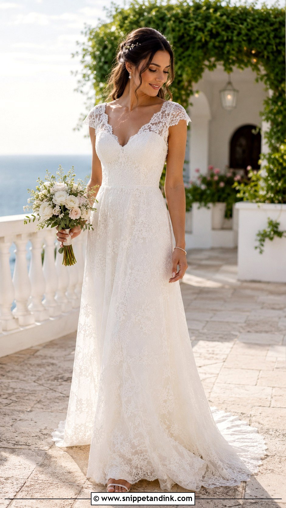 Mamma Mia Cap Sleeve Wedding Dress - Snippet and Ink - 25 Mamma Mia Wedding Dress Ideas