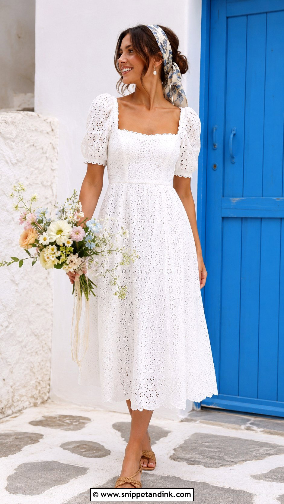 Mamma Mia Eyelet Wedding Dress - Snippet and Ink - 25 Mamma Mia Wedding Dress Ideas