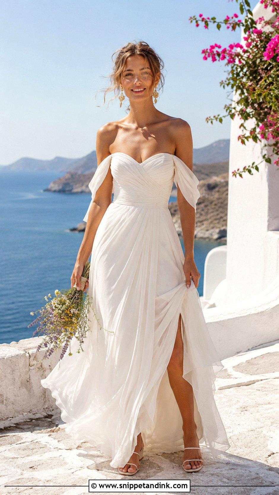 Mamma Mia Off Shoulder Wedding Dress - Snippet and Ink - 25 Mamma Mia Wedding Dress Ideas