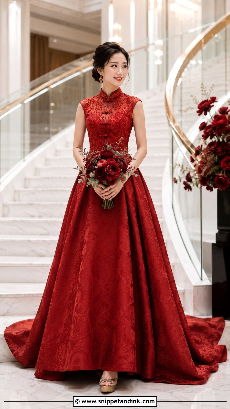 Mandarin Collar Ball Gown Bridal Dress - Snippet and Ink - 20 Chinese Bridal Dress Ideas