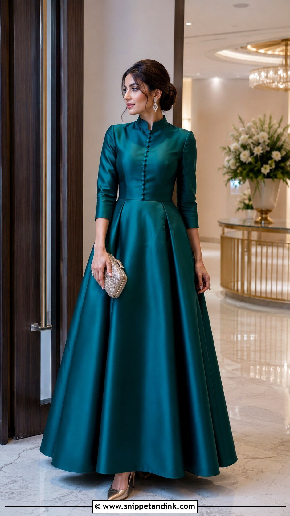 Mandarin Collar Gown - Snippet and Ink - 20 Collar Gown Design Ideas