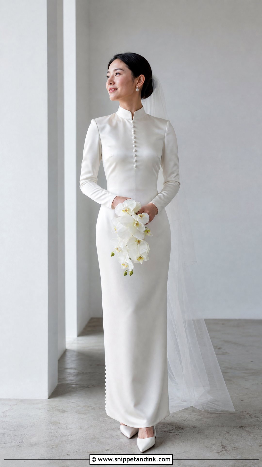 Mandarin Collar Satin Wedding Dress - Snippet and Ink - 20 Wedding Dress with Collar Ideas