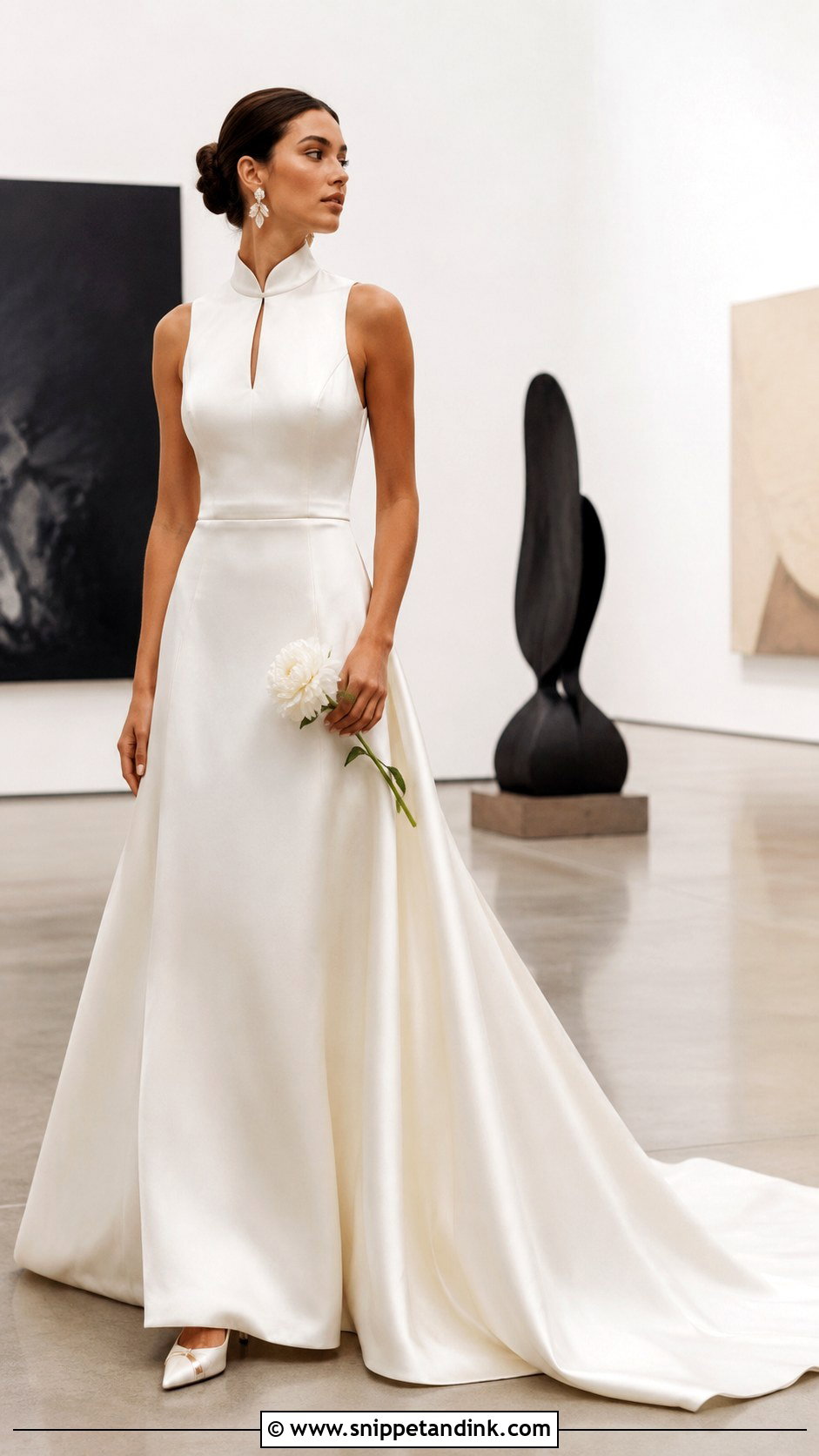 Mandarin Collar Satin Wedding Dress - Snippet and Ink - 20 Collar Wedding Dress Ideas