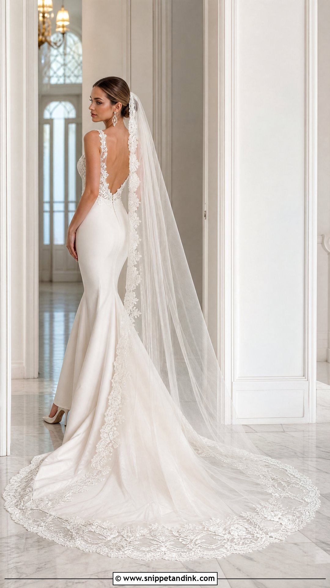 Mantilla Cathedral Veil With Mermaid Wedding Dress - Snippet and Ink - 20 Mantilla Cathedral Veil Ideas