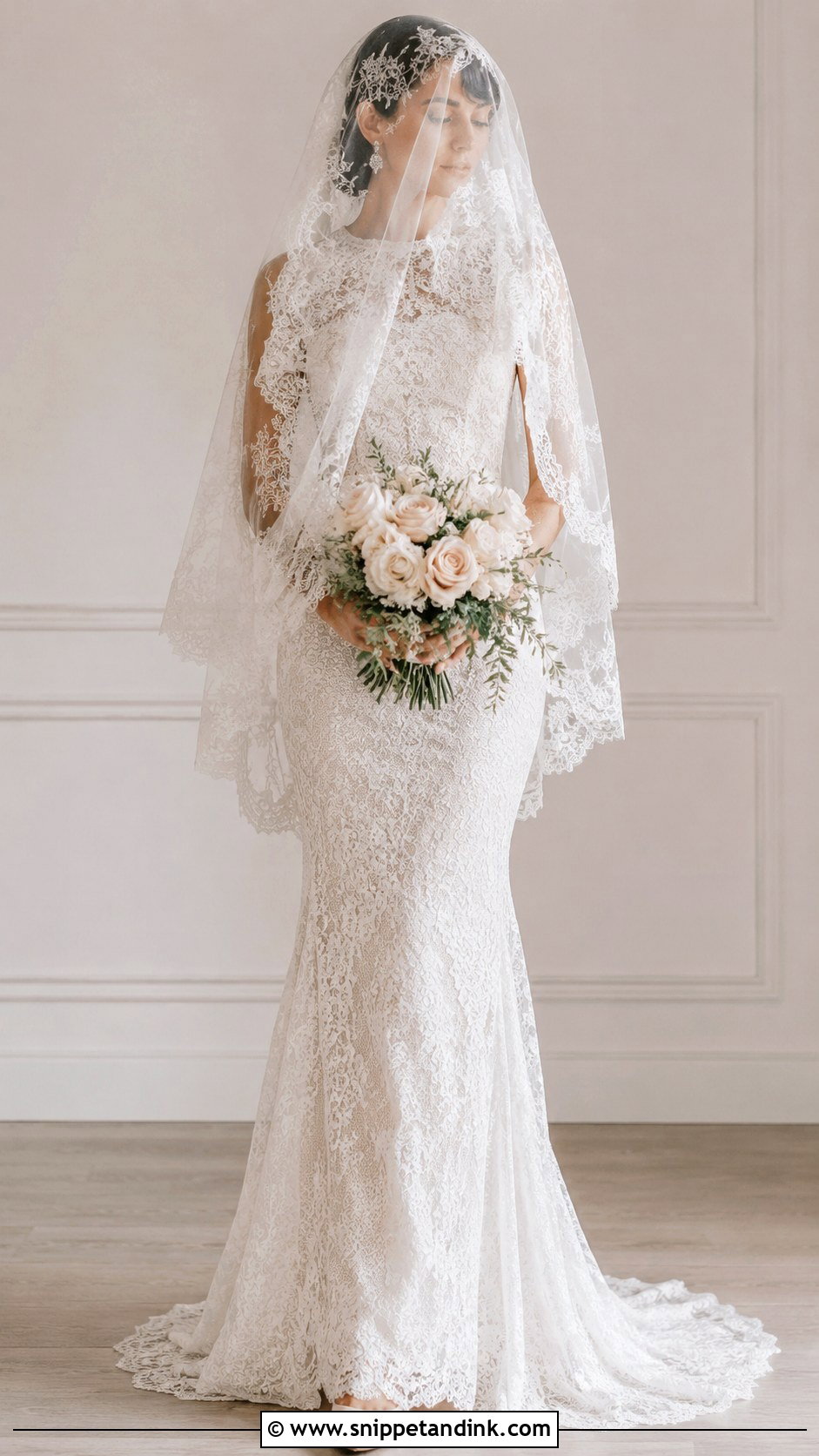 Mantilla Veil Over Face With Lace Dress - Snippet and Ink - 25 Veil Covering Face Ideas