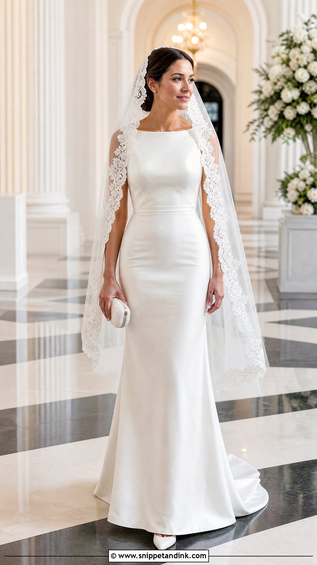 Mantilla Veil With Fitted Gown - Snippet and Ink - 25 Veil Outfit Ideas