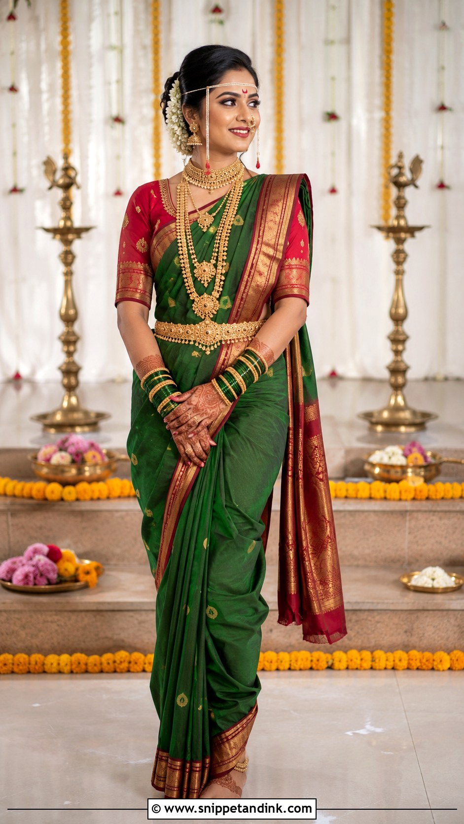 Marathi Bride Chandrakor Bindi Look - Snippet and Ink - 30 Marathi Bride Look Ideas