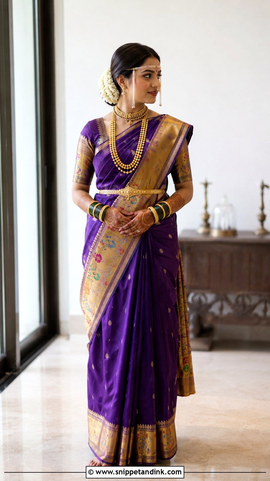 Marathi Bride Gajra Bun Look - Snippet and Ink - 30 Marathi Bride Look Ideas