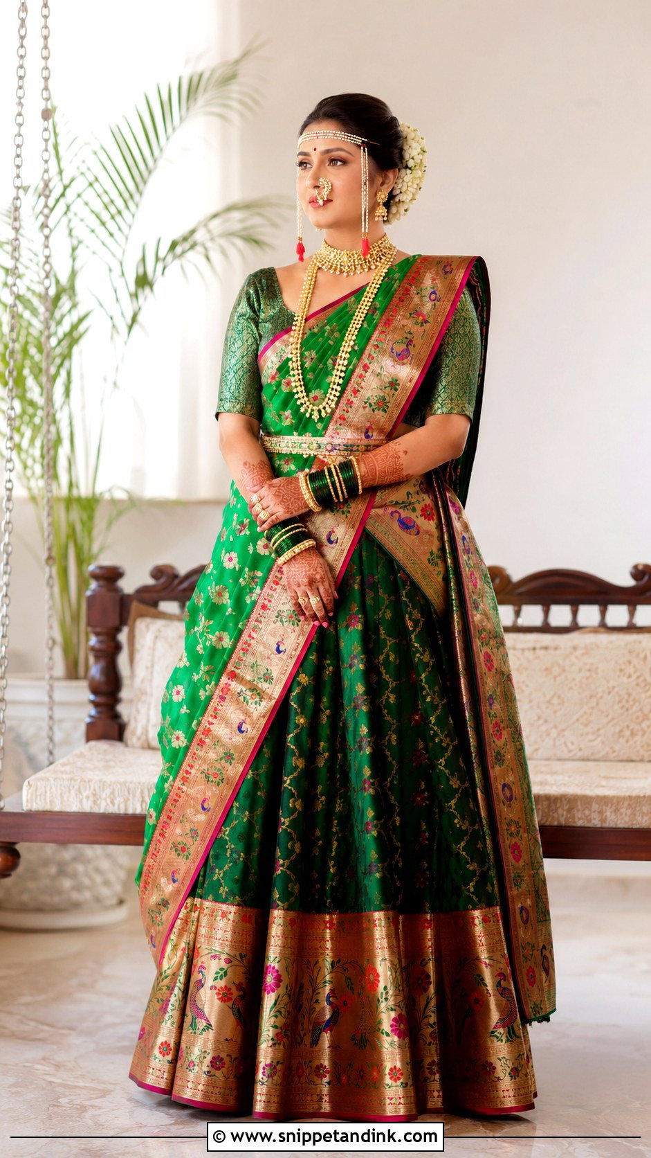 Marathi Bride Lehenga Look - Snippet and Ink - 30 Marathi Bride Look Ideas
