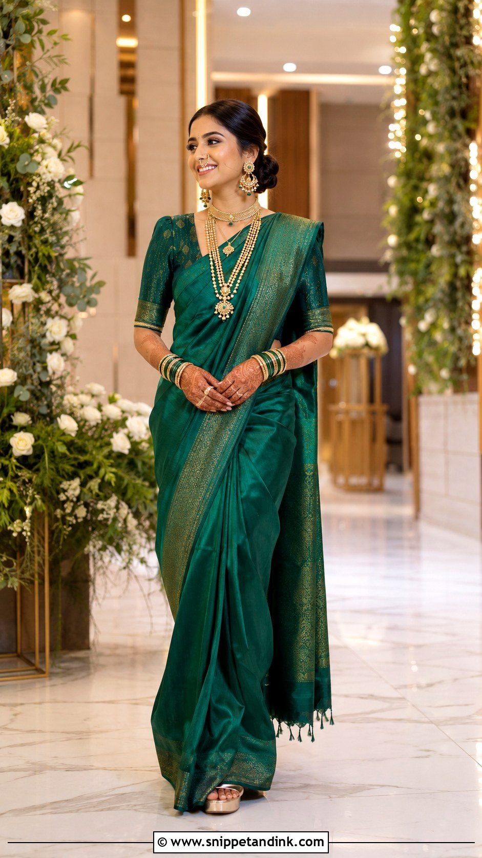 Marathi Bride Reception Saree - Snippet and Ink - 30 Marathi Bride Look Ideas