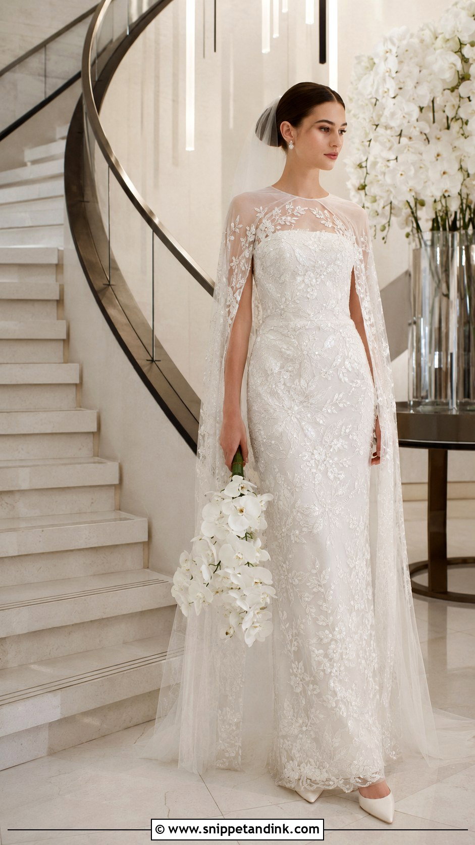Marchesa Cape Sleeve Bridal Look - Snippet and Ink - 20 Marchesa Bridal Ideas