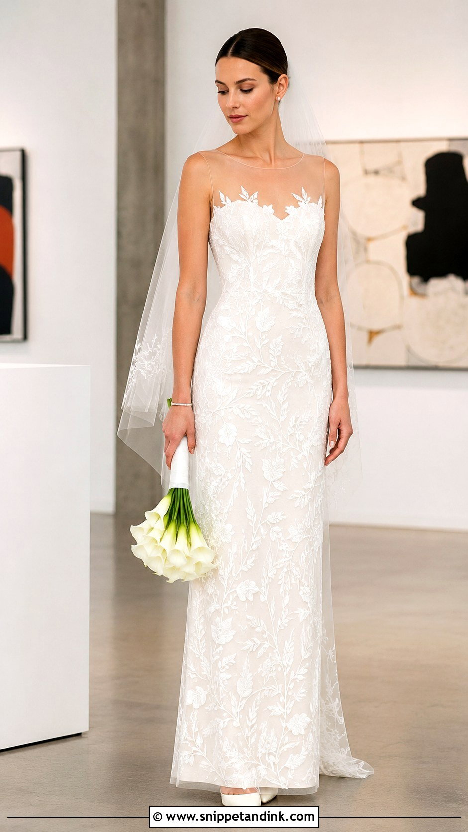 Marchesa Embroidered Column Bridal Look - Snippet and Ink - 20 Marchesa Bridal Ideas
