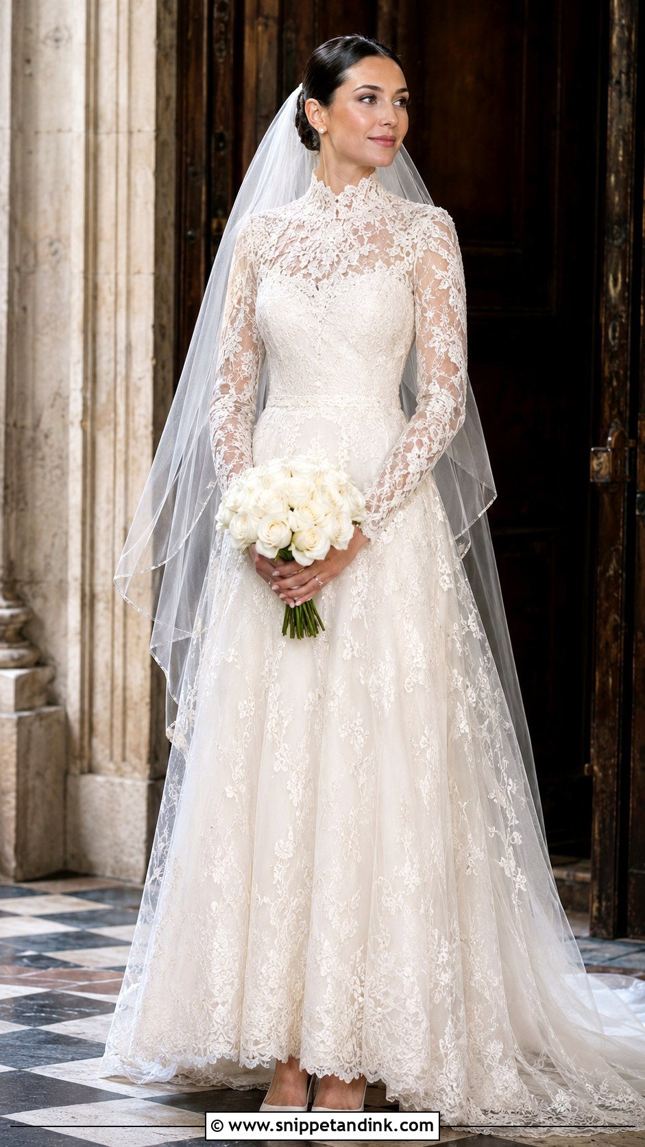 Marchesa High Neck Lace Bridal Look - Snippet and Ink - 20 Marchesa Bridal Ideas