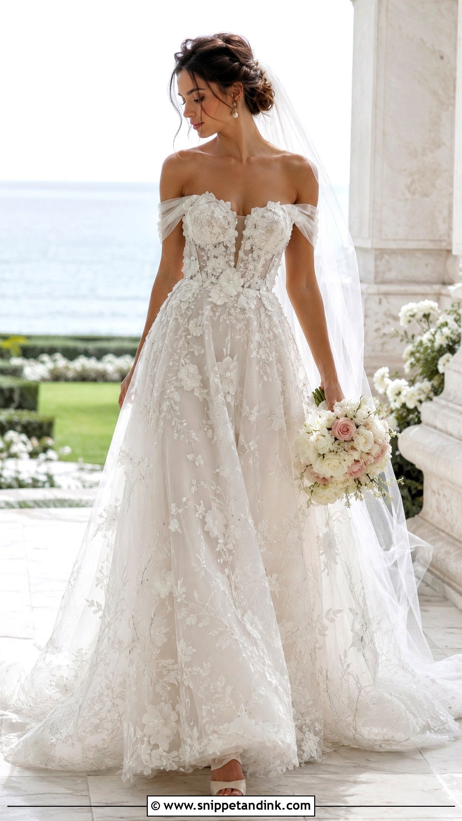 Marchesa Off Shoulder Bridal Look - Snippet and Ink - 20 Marchesa Bridal Ideas