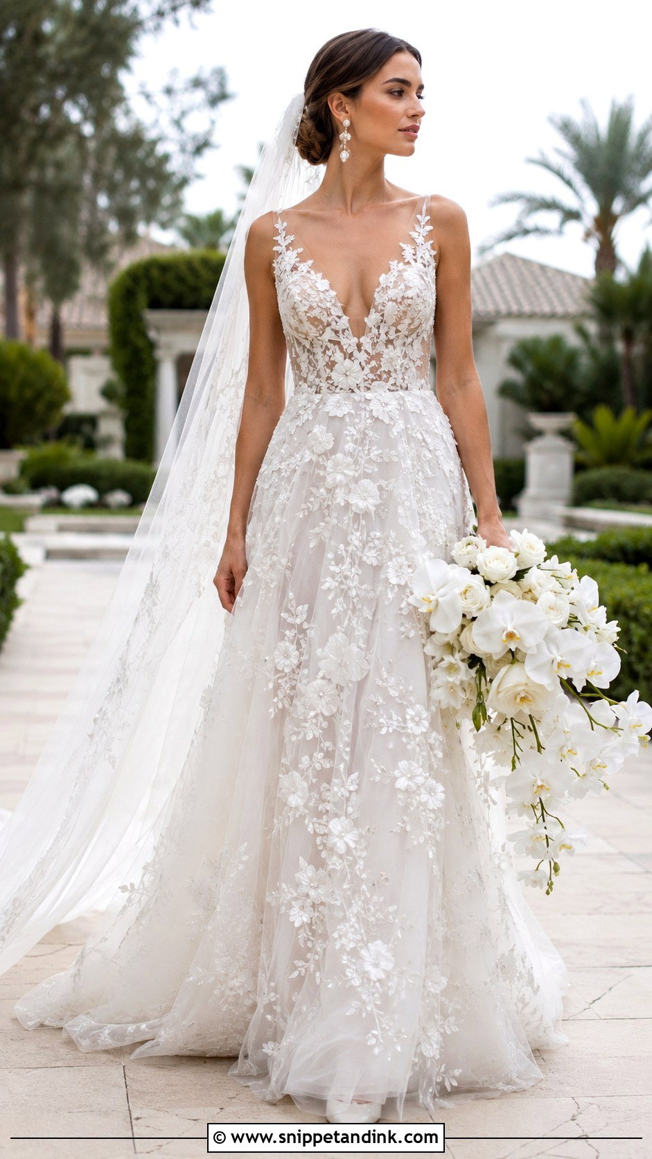 Marchesa Plunging V Neck Bridal Look - Snippet and Ink - 20 Marchesa Bridal Ideas