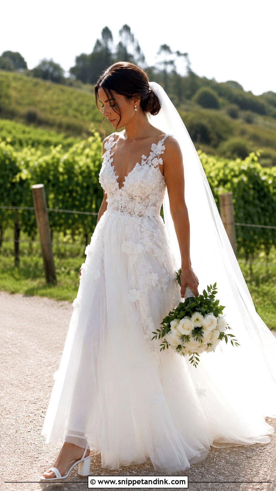 Marchesa Tulle A Line Bridal Look - Snippet and Ink - 20 Marchesa Bridal Ideas