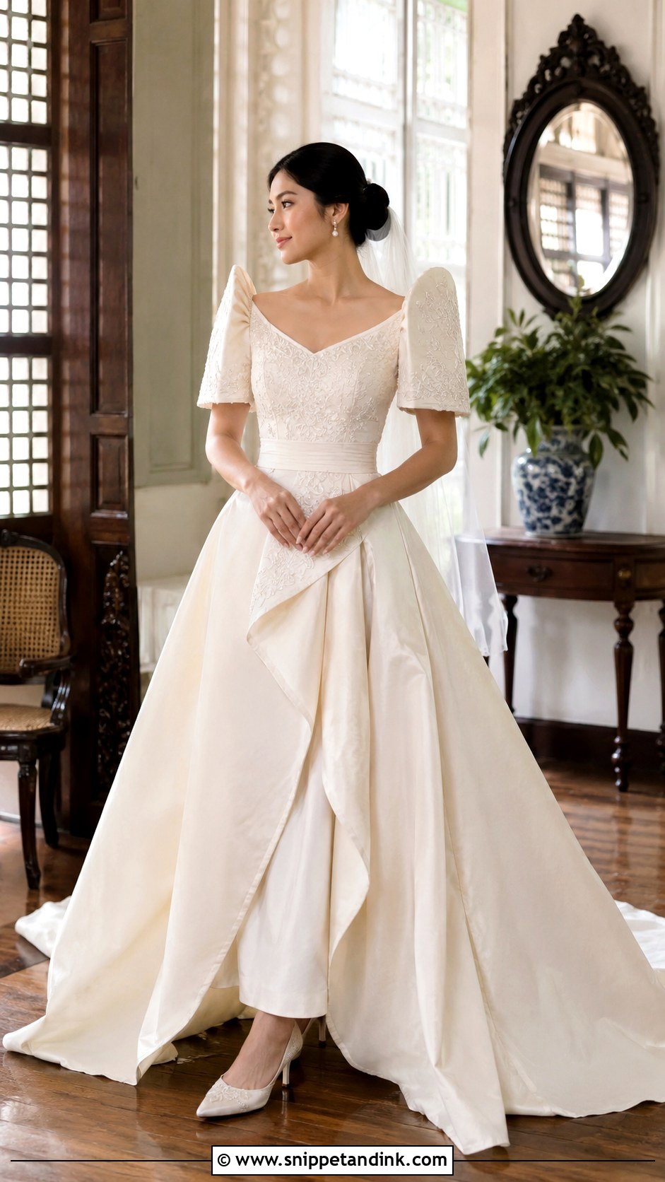 Maria Clara Filipiniana Wedding Gown - Snippet and Ink - 20 Modern Filipiniana Wedding Gown Ideas