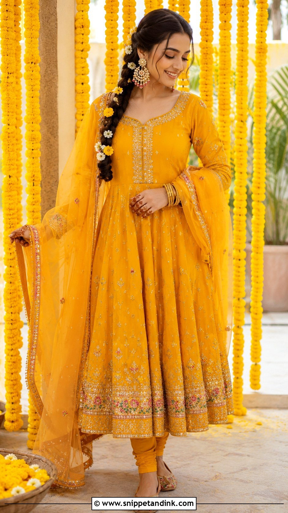 Marigold Anarkali for Haldi Bride - Snippet and Ink - 20 Dress for Haldi Function for Bride Ideas