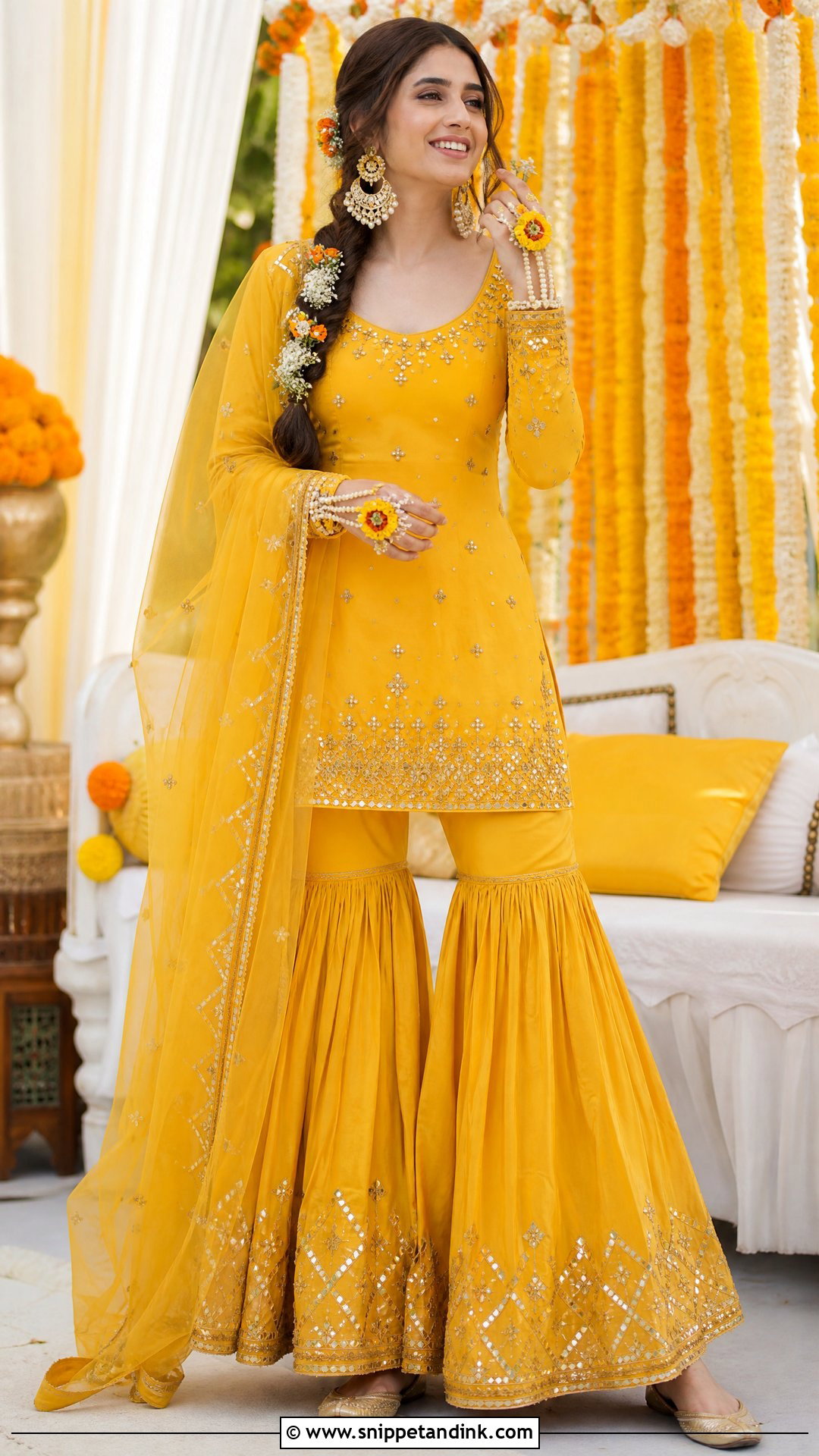 Marigold Gharara Suit for Haldi Ceremony - Snippet and Ink - 20 Suit for Haldi Ceremony Ideas
