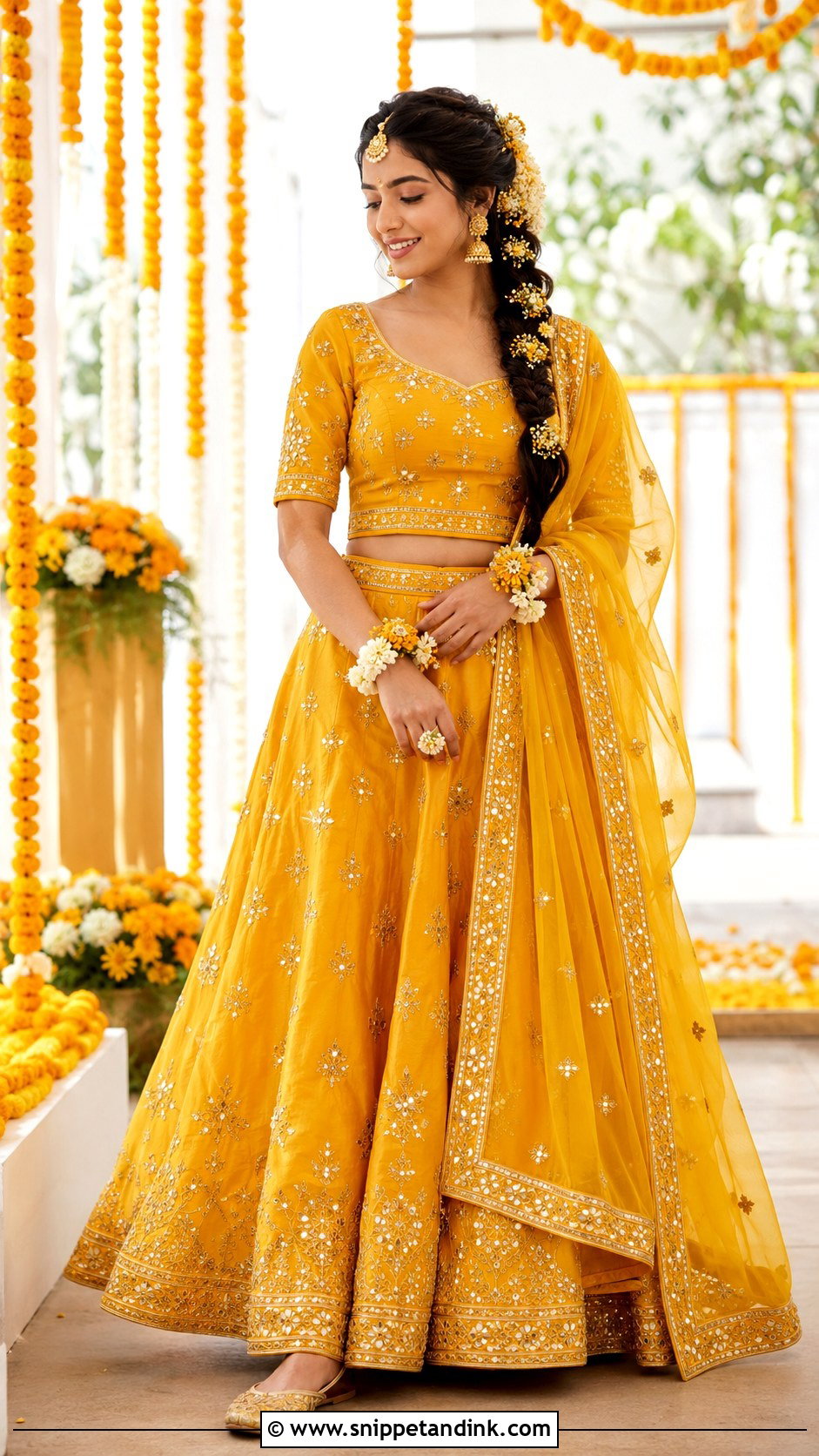 Marigold Gota Patti Haldi Lehenga - Snippet and Ink - 20 Haldi Lengha Ideas