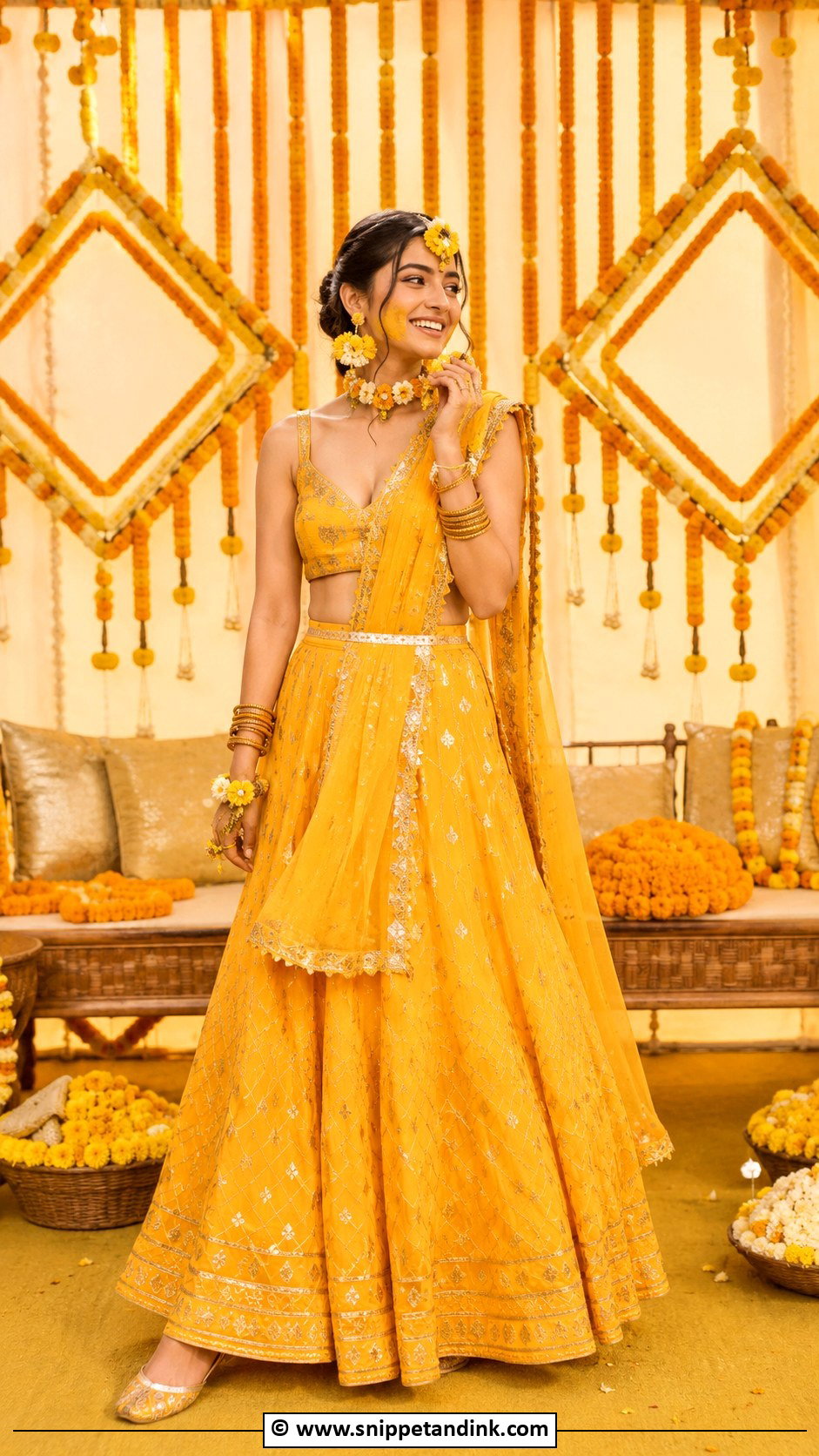 Marigold Lehenga Haldi Outfit - Snippet and Ink - 30 Haldi Outfits for Women