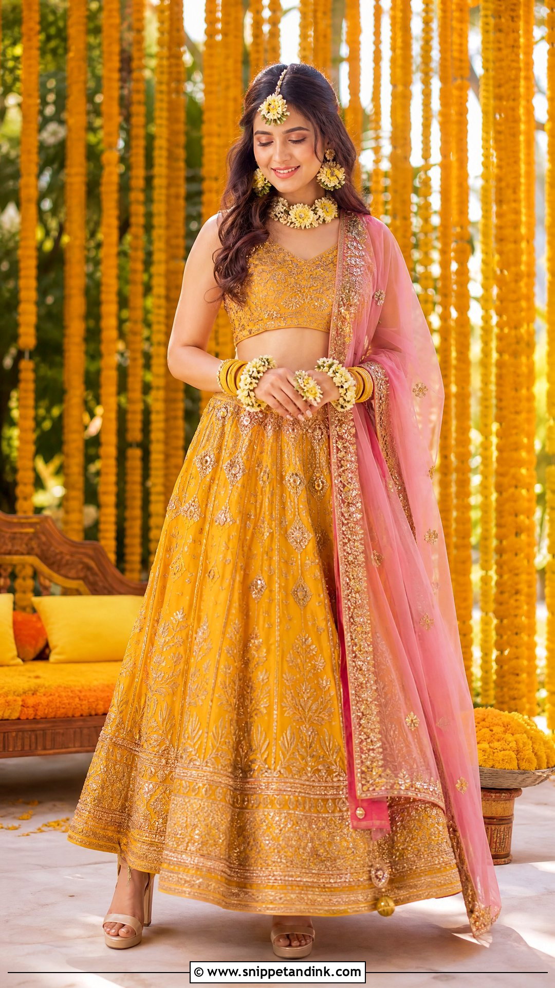 Marigold Pithi Outfit For Bride - Snippet and Ink - 25 Pithi Outfit Brides Ideas