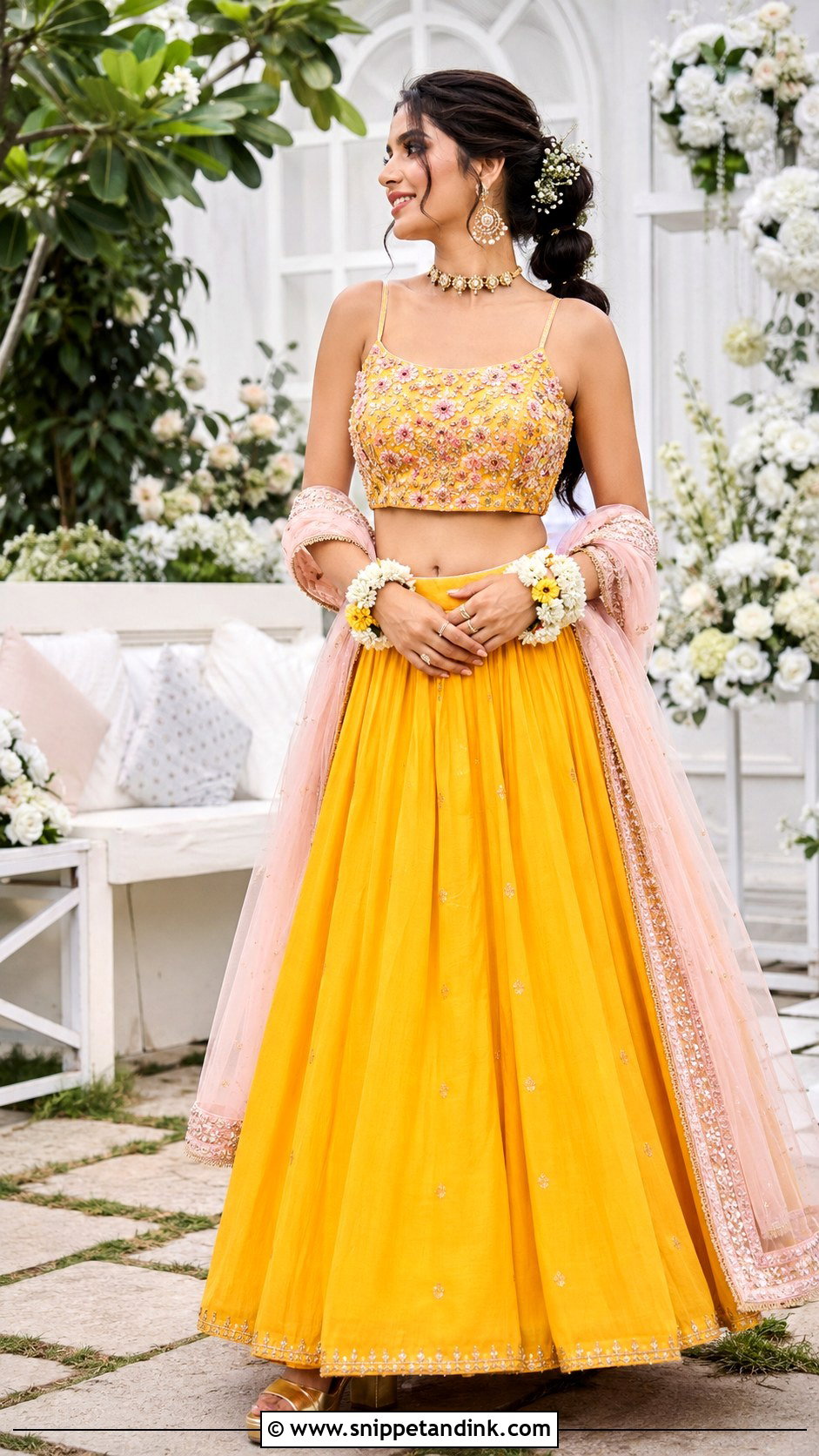 Marigold Yellow Bridal Skirt With Crop Top - Snippet and Ink - 20 Yellow Bride Ideas