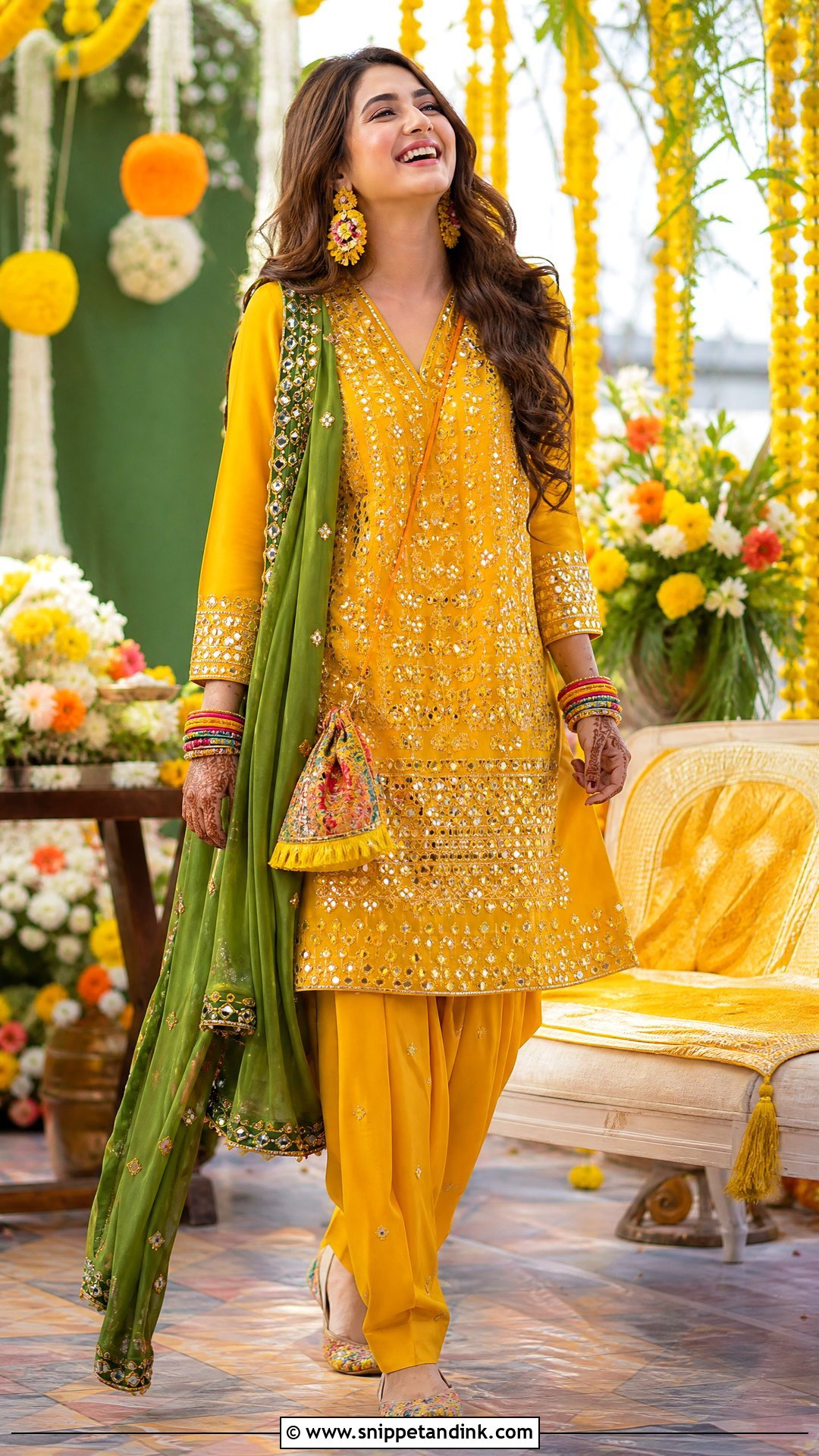 Marigold Yellow Mehndi Salwar Suit - Snippet and Ink - 20 Wedding Salwar Suits