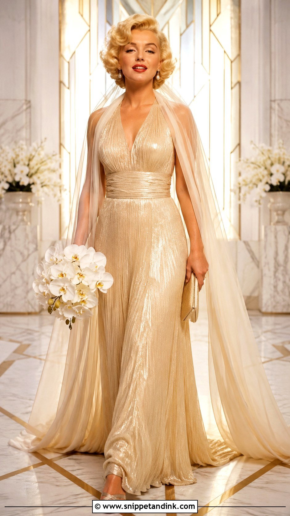 Marilyn Monroe Gold Wedding Dress - Snippet and Ink - 20 Marilyn Monroe Wedding Dress Ideas