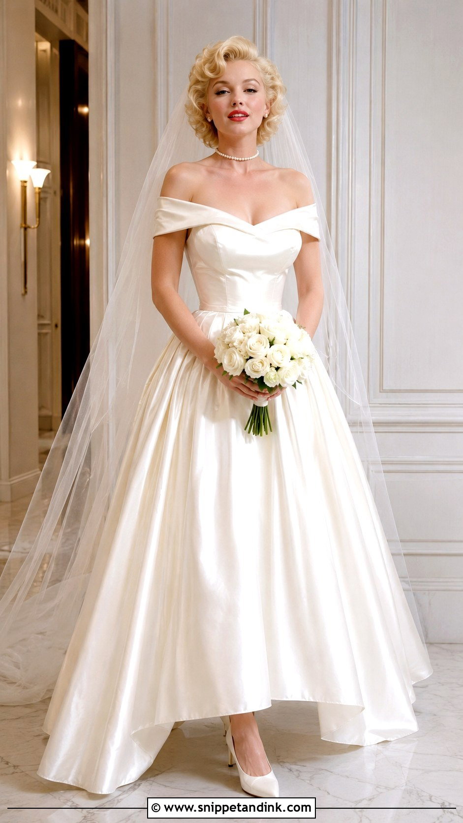 Marilyn Monroe Off Shoulder Wedding Dress - Snippet and Ink - 20 Marilyn Monroe Wedding Dress Ideas