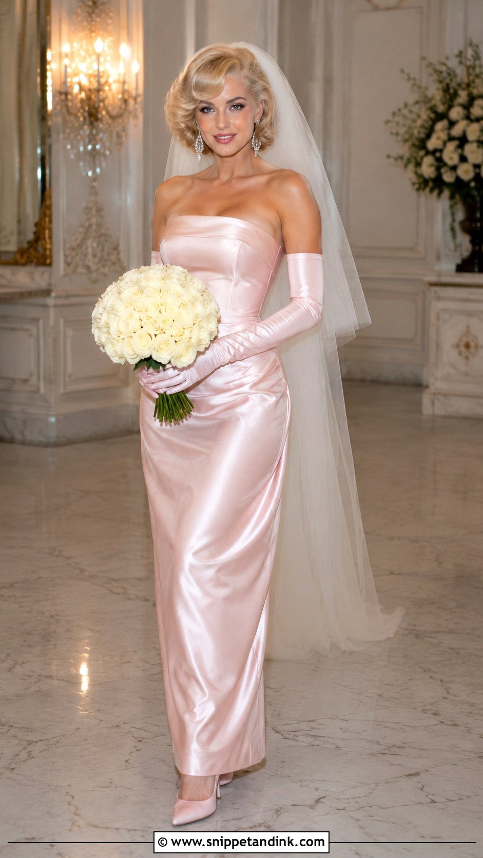 Marilyn Monroe Pink Satin Wedding Dress - Snippet and Ink - 20 Marilyn Monroe Wedding Dress Ideas