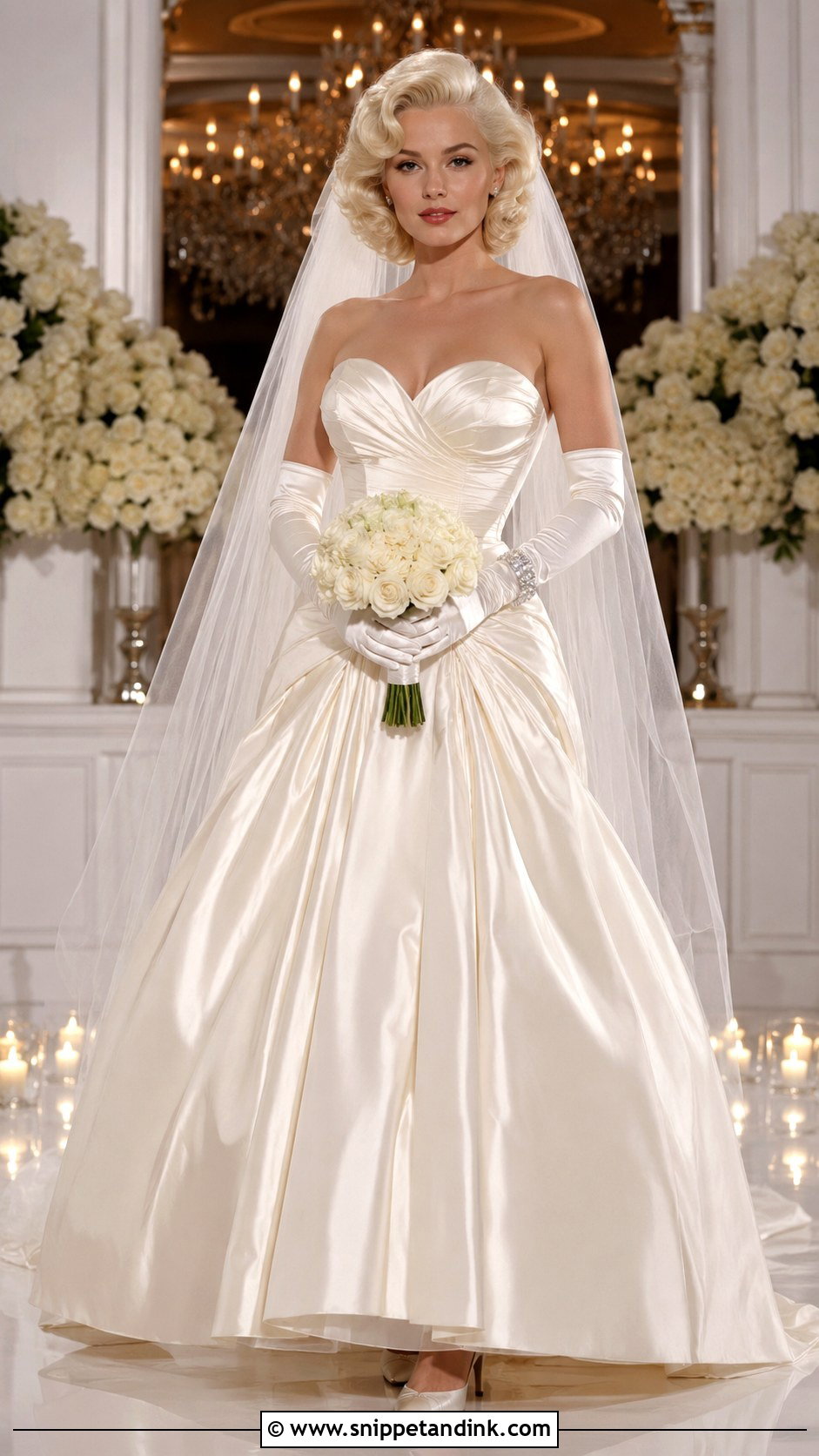 Marilyn Monroe Strapless Satin Wedding Dress - Snippet and Ink - 20 Marilyn Monroe Wedding Dress Ideas
