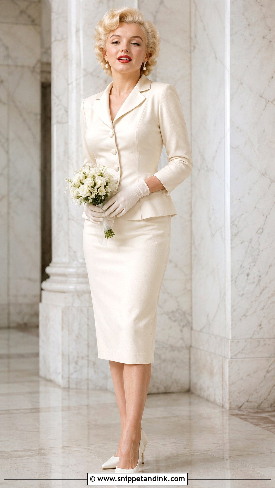 Marilyn Monroe Wedding Suit - Snippet and Ink - 30 Iconic Wedding Dresses
