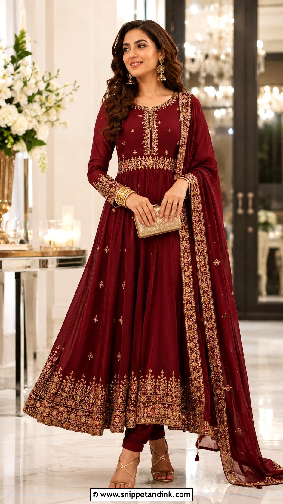 Maroon Anarkali Outfit - Snippet and Ink - 30 Eid Mubarak Outfit Ideas