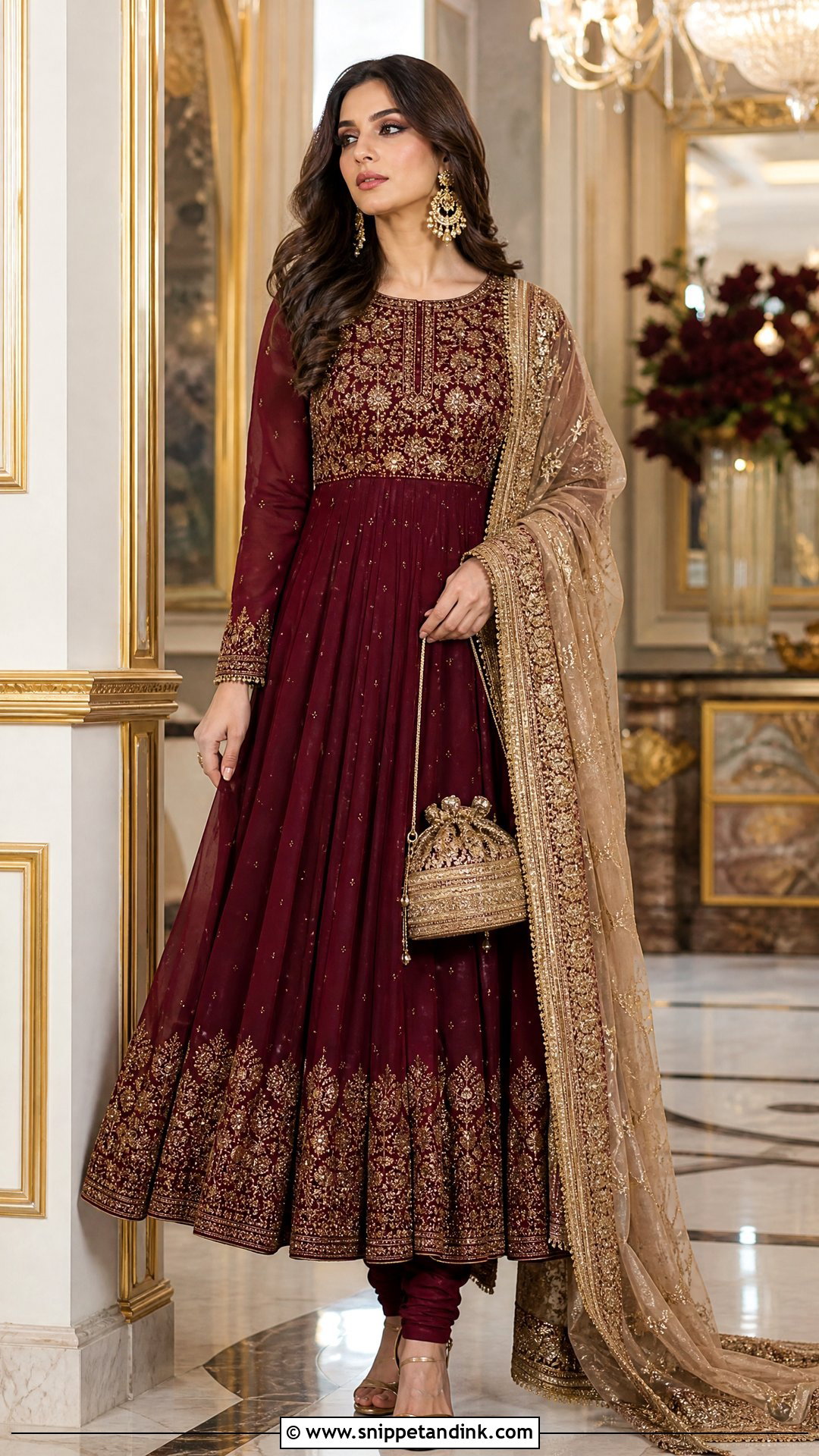 Maroon Anarkali Pakistani Wedding Suit - Snippet and Ink - 20 Pakistani Wedding Suits
